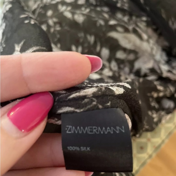 Zimmermann 100% Silk A-Line Black Printed Long Sleeve Ruffle Wrap Dress - Picture 10 of 10